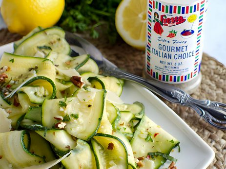 Zucchini Salad recipe prepared with Fiesta Brand Gourmet Italian Choice seasoning.