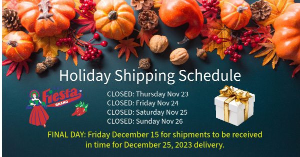 2023 Holiday Shipping Schedule