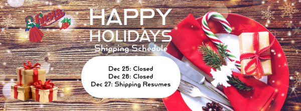 Happy Holidays shipping schedule 2023