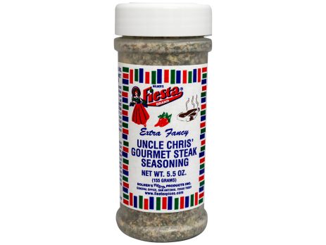 medium size jar of Uncle Chris' Gourmet Steak Seasoning five and one half ounces