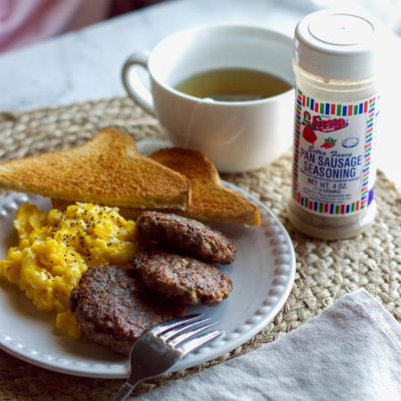 breakfast sausage patties made using Pan Sausage Seasoning