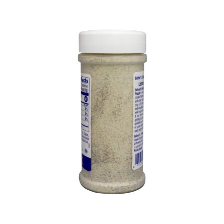 Medium size jar of Lemon Pepper Salt Free 6 ounces back of jar