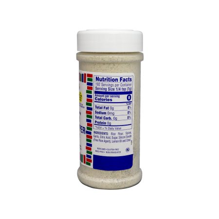 Medium size jar of Lemon Pepper Salt Free 6 ounces side of jar