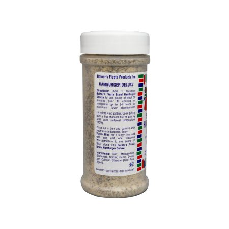 medium size jar of Hamburger Deluxe seven ounces side of jar with recipe